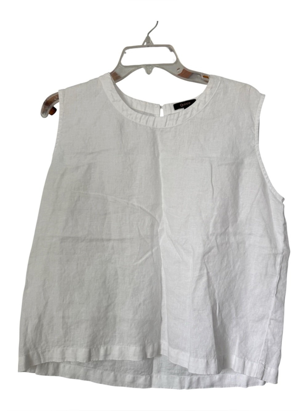 Quince Linen Large White Sleeveless Top Neutral